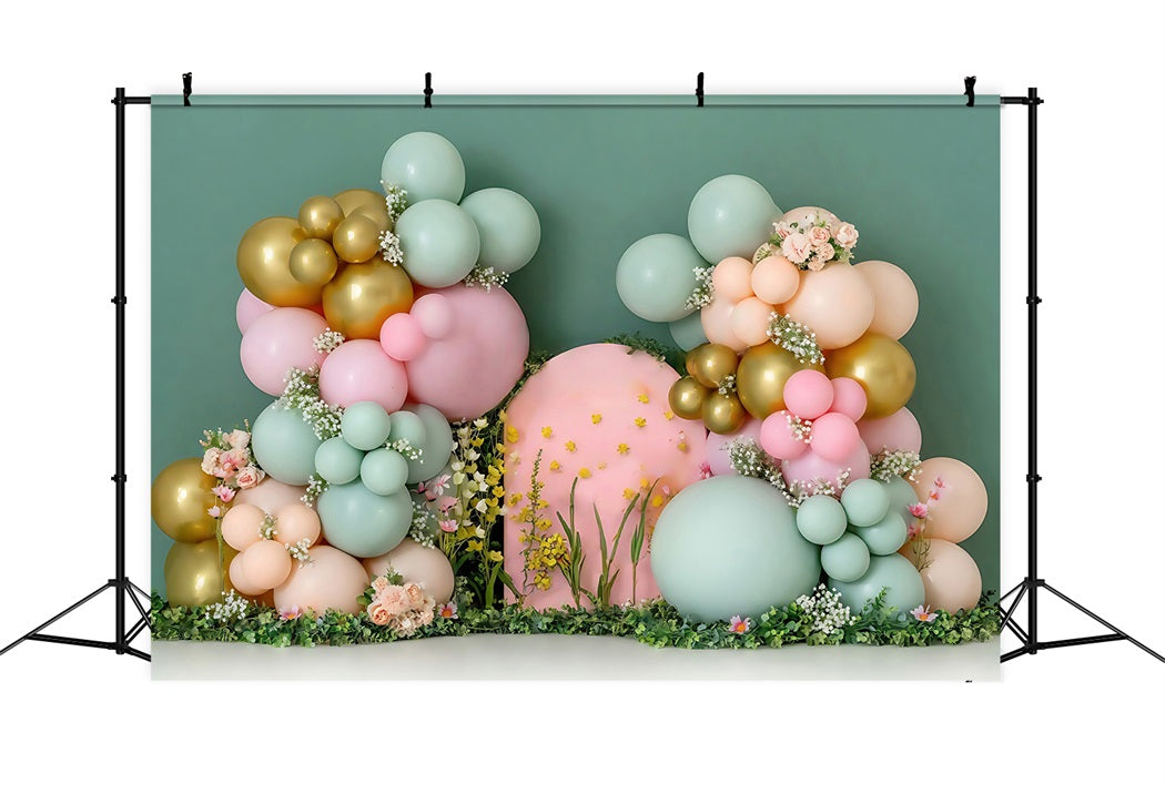 Cake Smash Backdrop Balloon Flower Arch Decoration Birthday Backdrop MRR8-270
