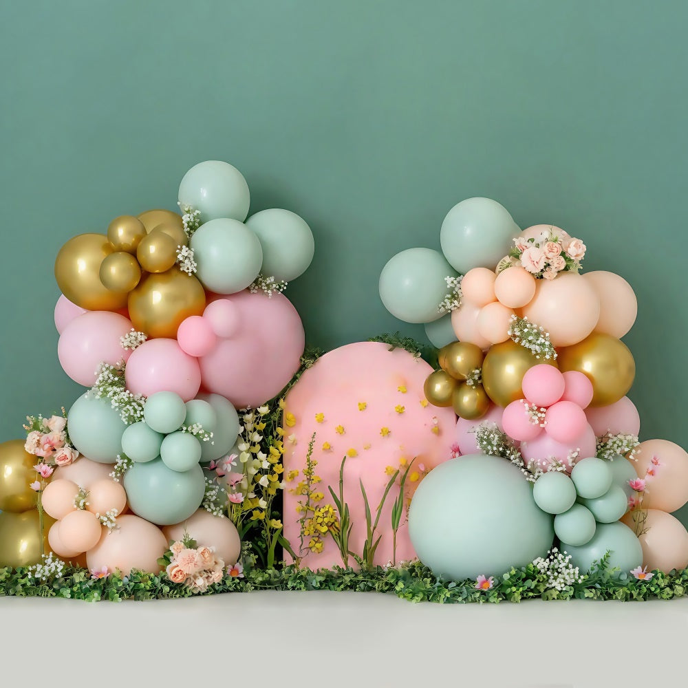 Cake Smash Backdrop Balloon Flower Arch Decoration Birthday Backdrop MRR8-270