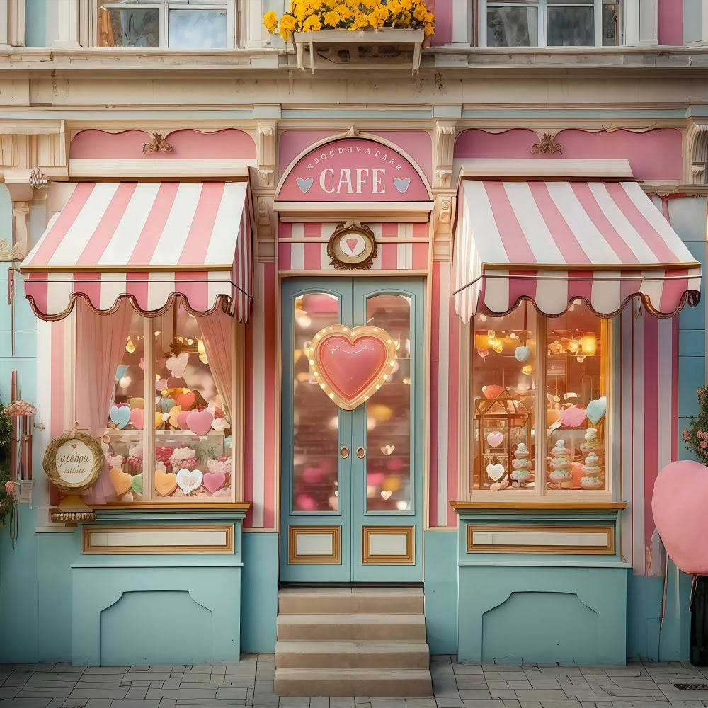 Valentine's Day Backdrop Candy Shop Window Display Valentine Photo Backdrop MRR8-273