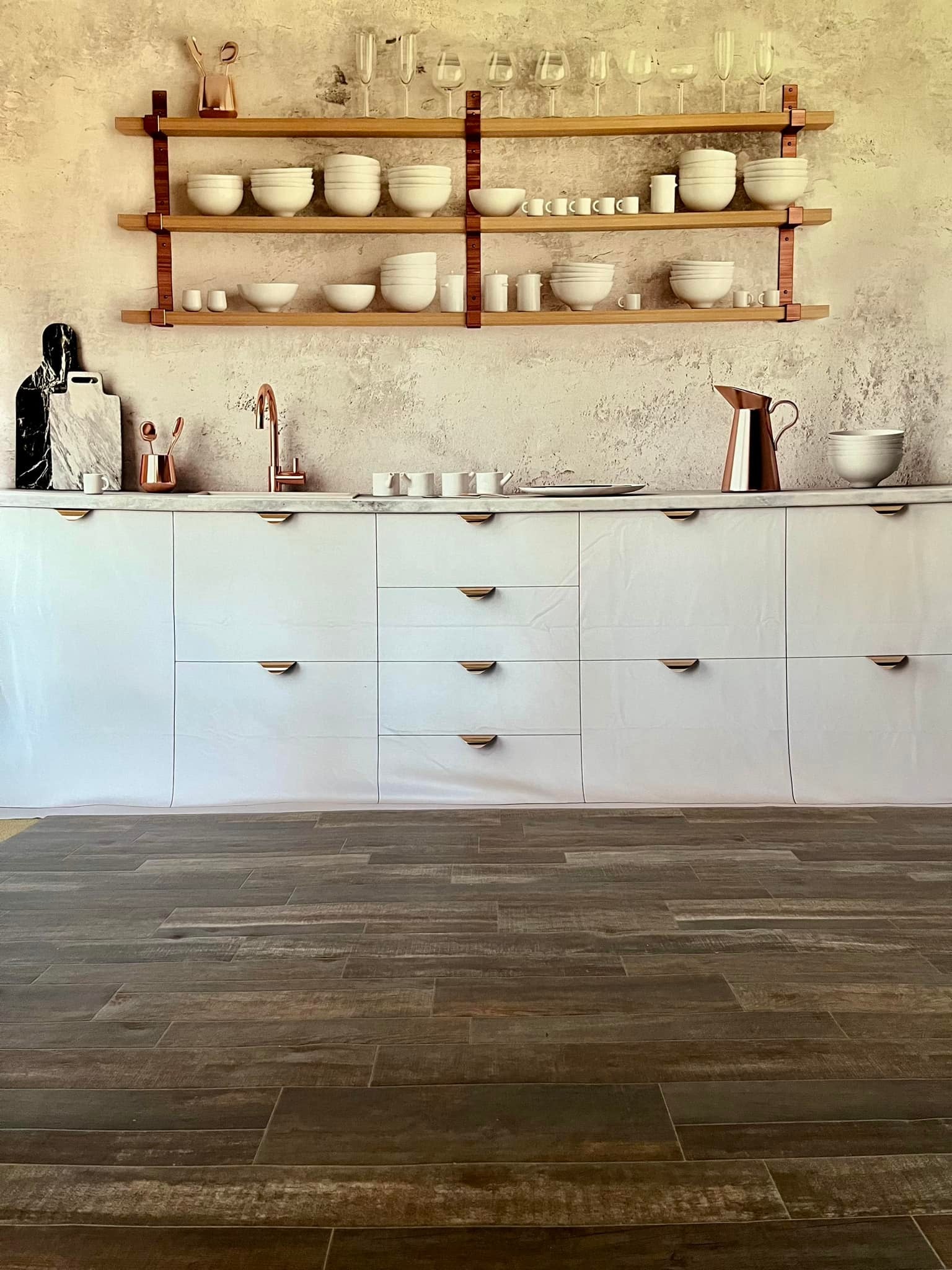 Vintage Backdrop Minimalist White Kitchen Shelves Vintage Photography Backdrop MRR8-275
