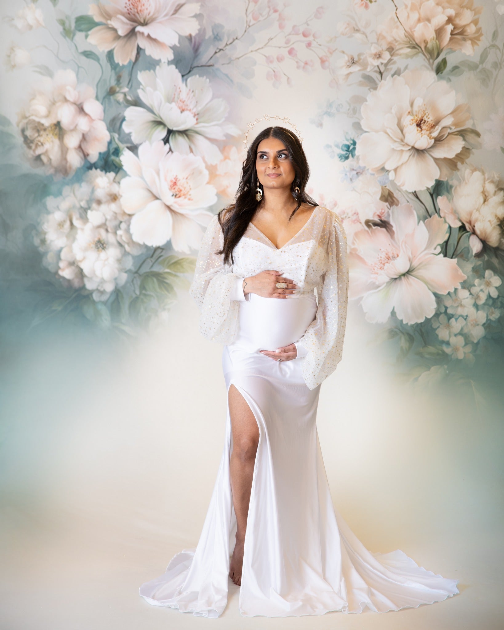 Maternity Backdrop Abstract Vintage Flower Painting Maternity Photo Backdrop MRR8-276