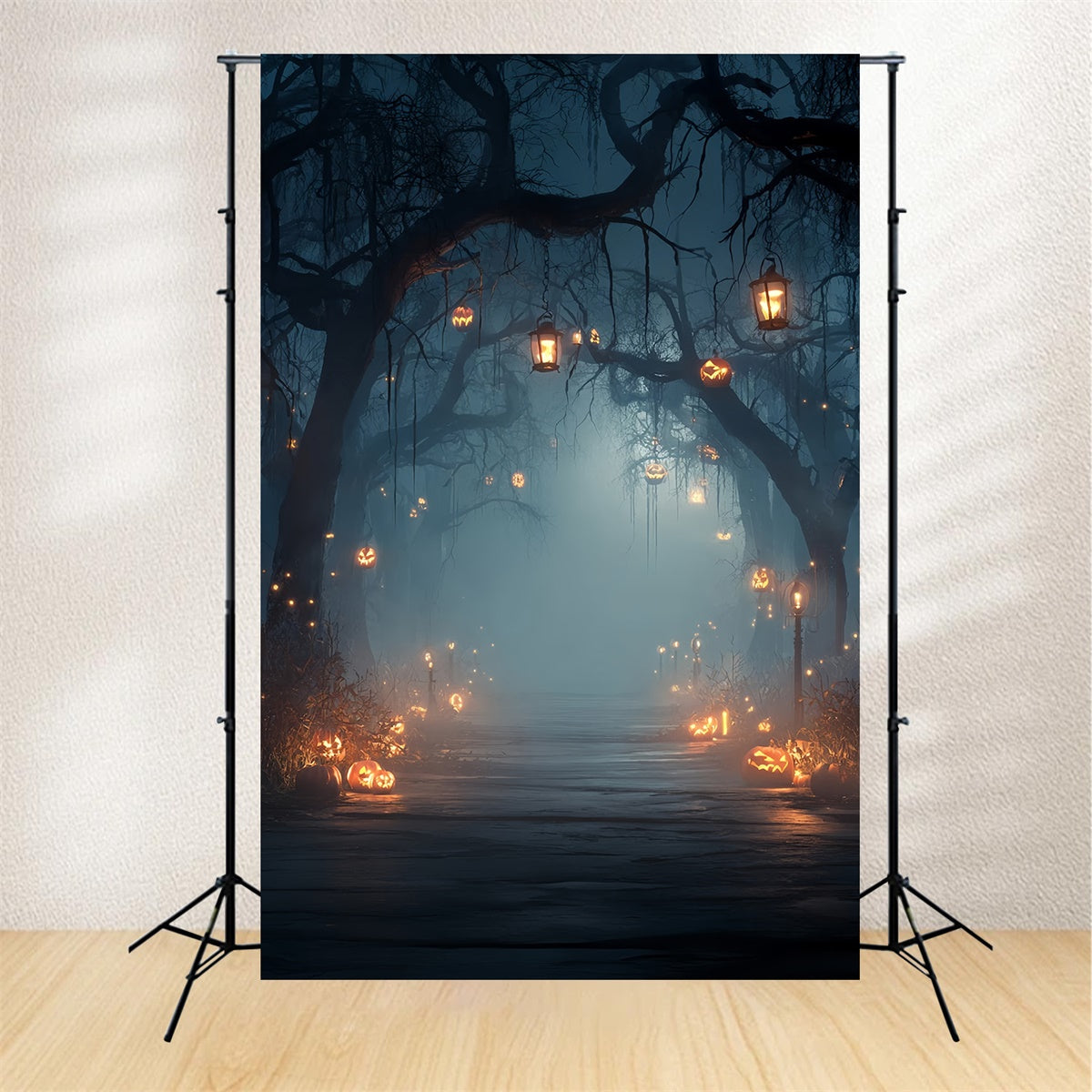 Spooky Halloween Backdrop Dim Forest Lights Halloween Backdrop MRR8-34