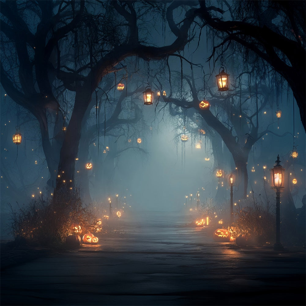Spooky Halloween Backdrop Dim Forest Lights Halloween Backdrop MRR8-34