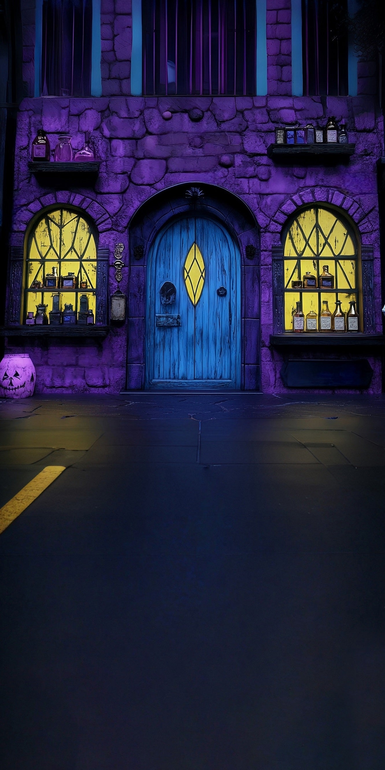 Halloween Backdrop Purple Magic Potion Shop Sweep Backdrop MRR8-41