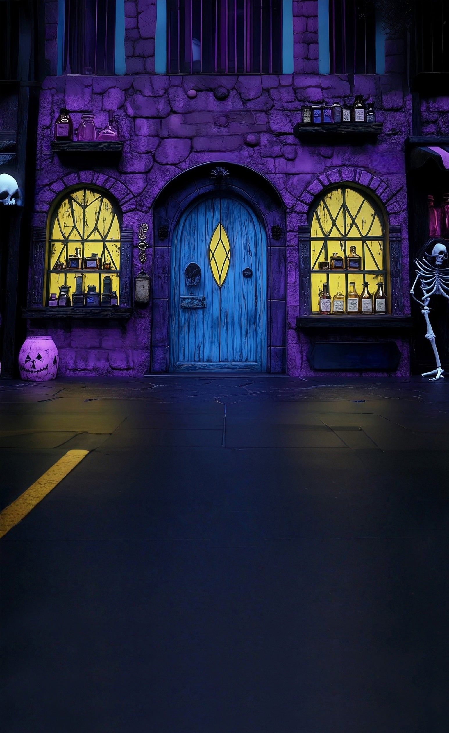 Halloween Backdrop Purple Magic Potion Shop Sweep Backdrop MRR8-41