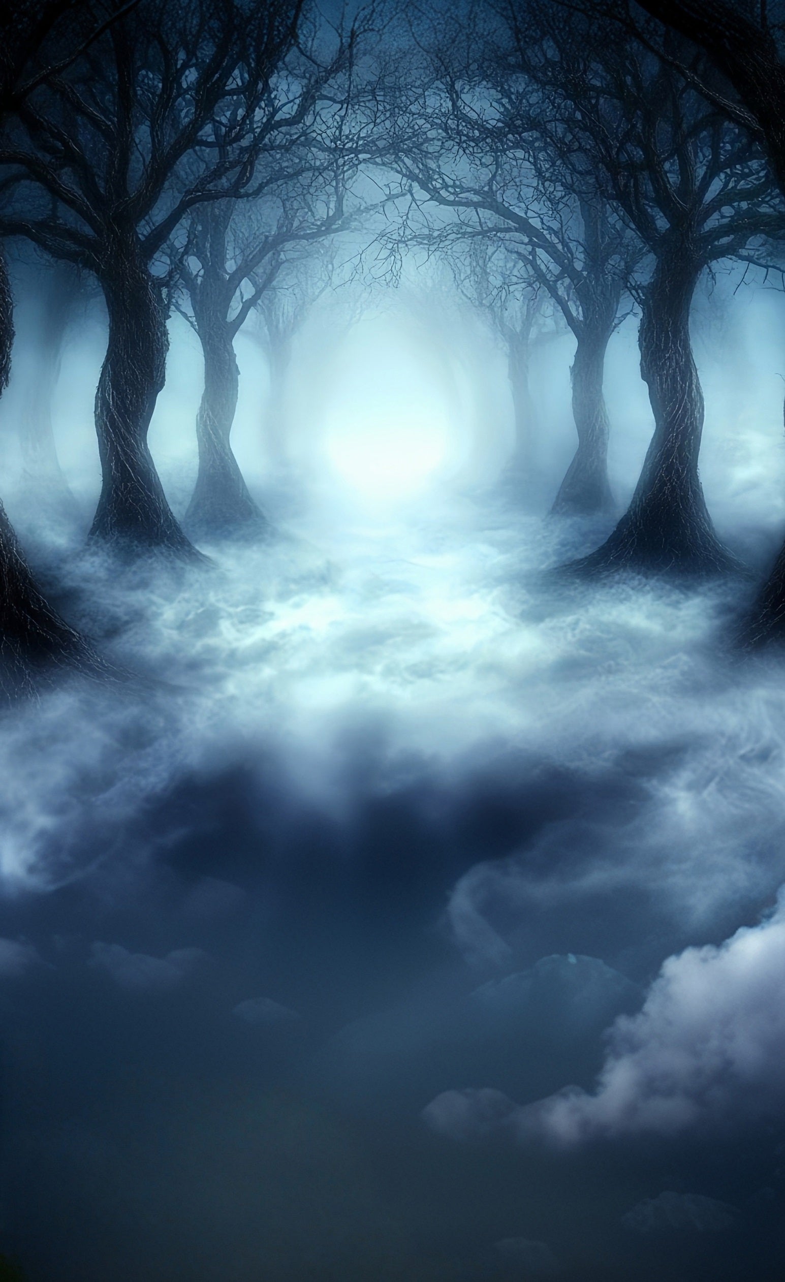 Halloween Photo Backdrops Spooky Misty Black Forest Sweep Backdrop MRR8-66