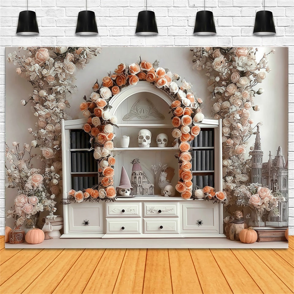 Halloween Photography Backdrop Flower Skull Indoor Halloween Backdrop MRR8-8