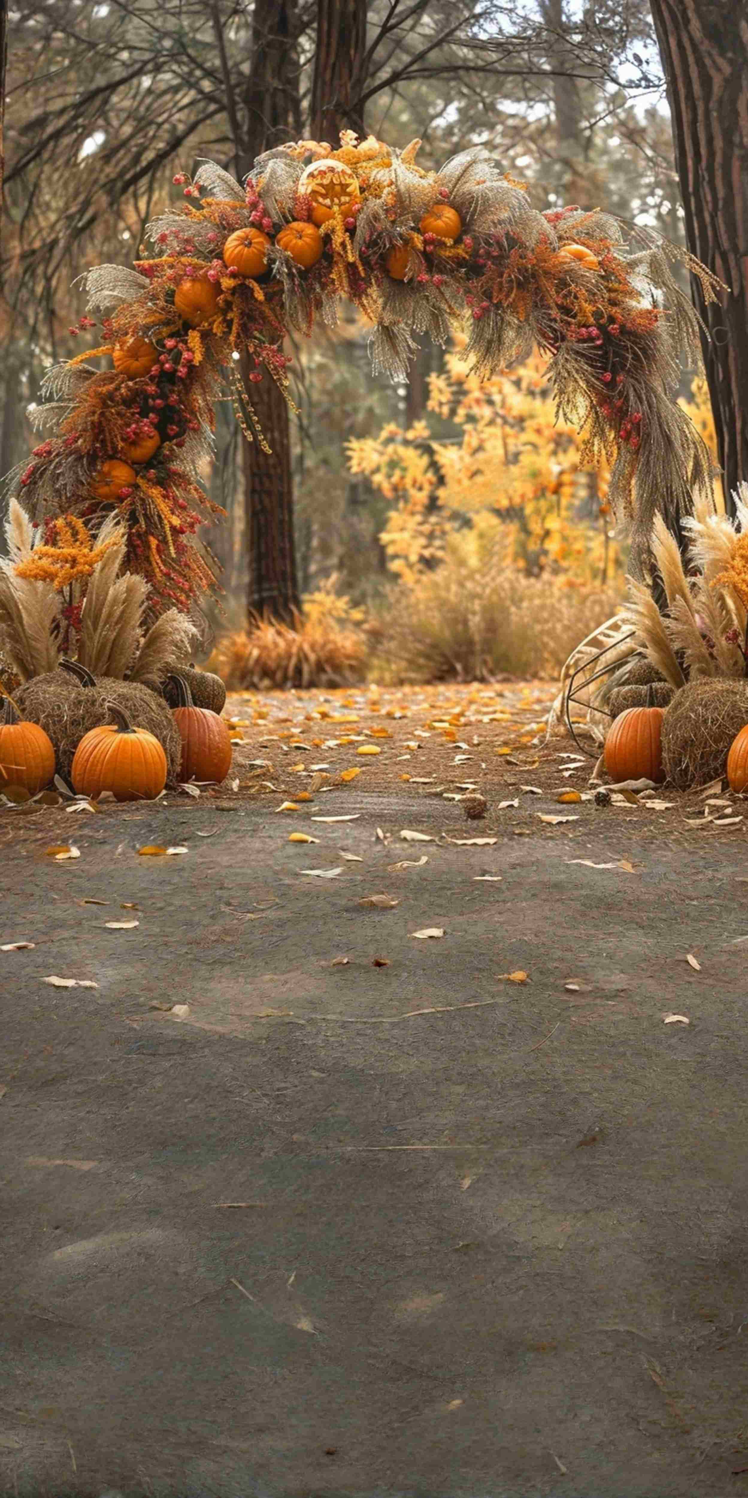 Autumn Backdrops Autumn Archway Forest Ceremony Sweep Backdrop MRR8-89