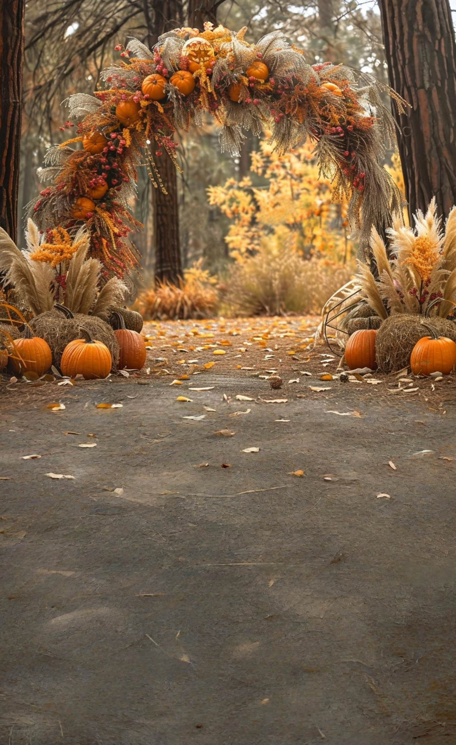 Autumn Backdrops Autumn Archway Forest Ceremony Sweep Backdrop MRR8-89