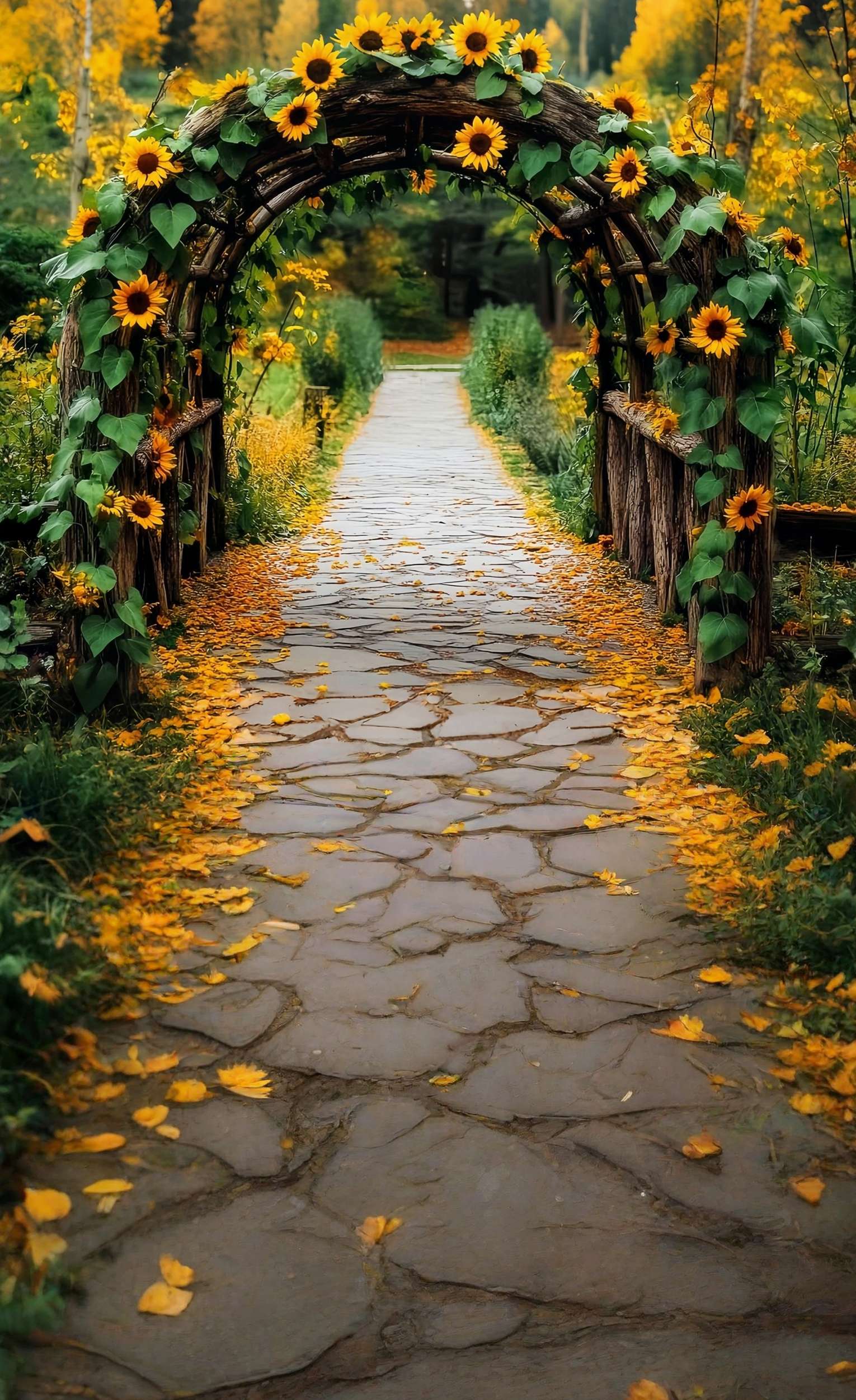 Fall Backdrop Rustic Sunflower Archway Trail Sweep Backdrop MRR8-96