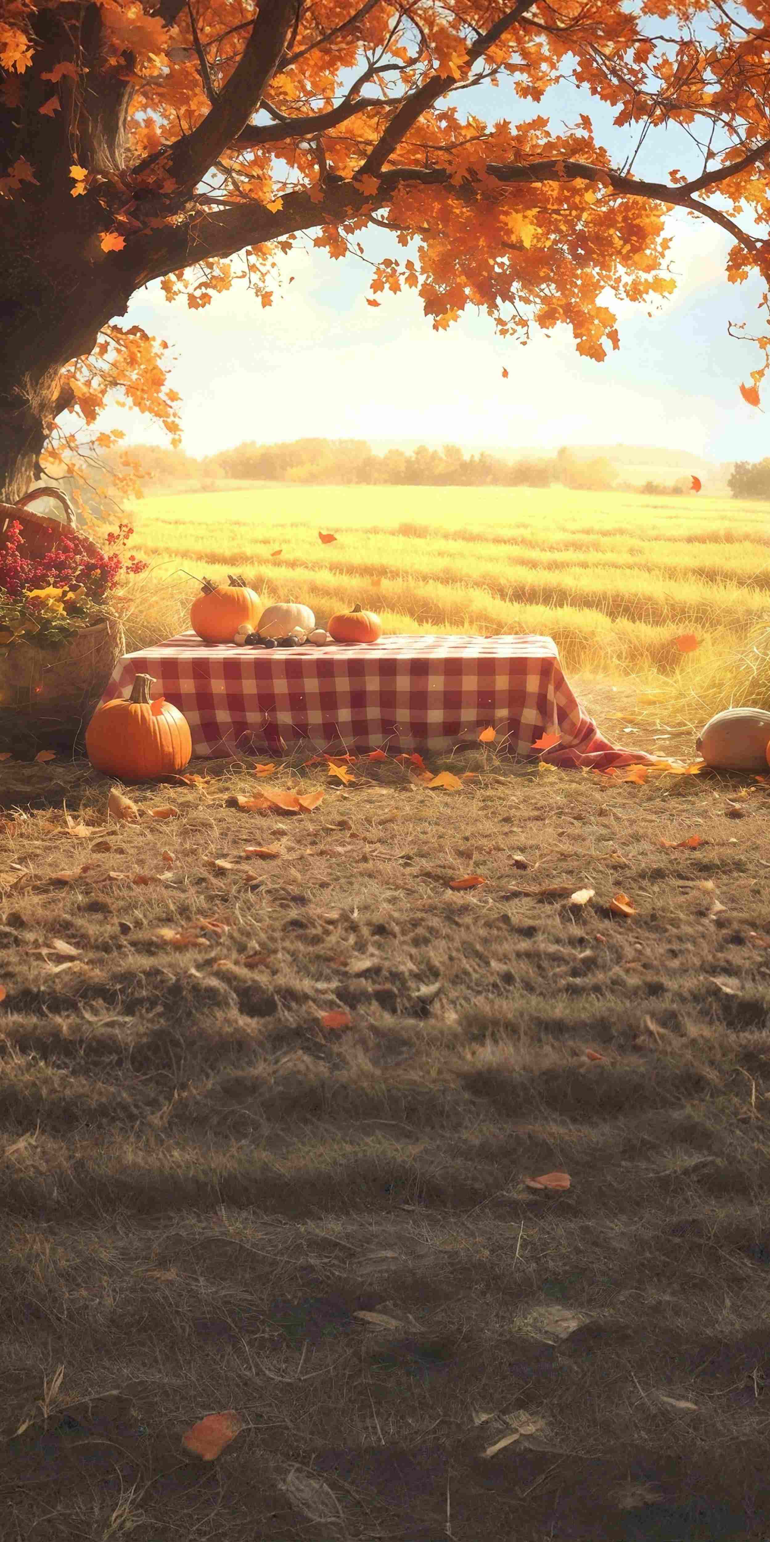 Autumn Backdrop Harvest Field Picnic Scene Sweep Backdrop MRR8-99
