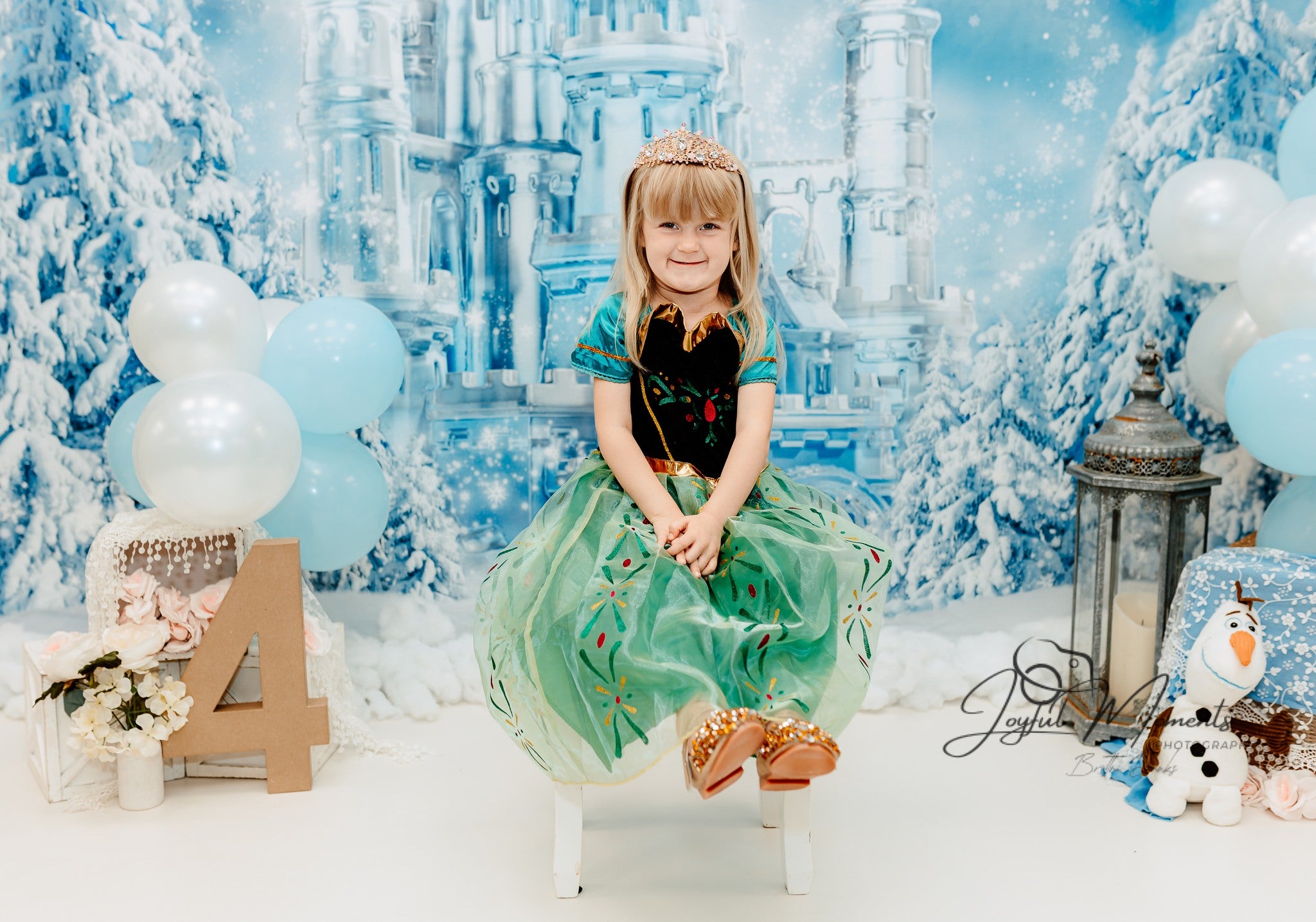 Frozen Castle Backdrop Winter Ice Castle Wonderland Kids Photo Backdrop MRR9-10