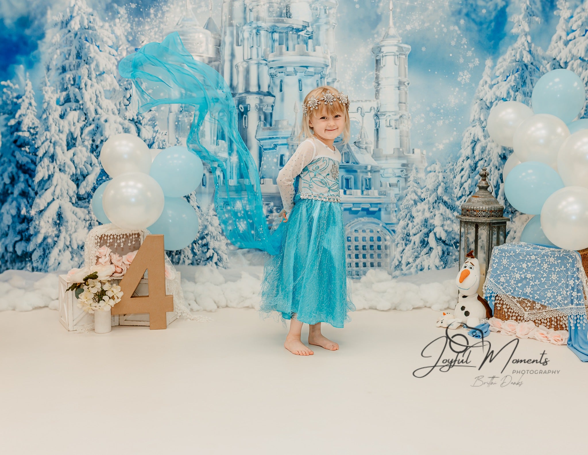 Frozen Castle Backdrop Winter Ice Castle Wonderland Kids Photo Backdrop MRR9-10