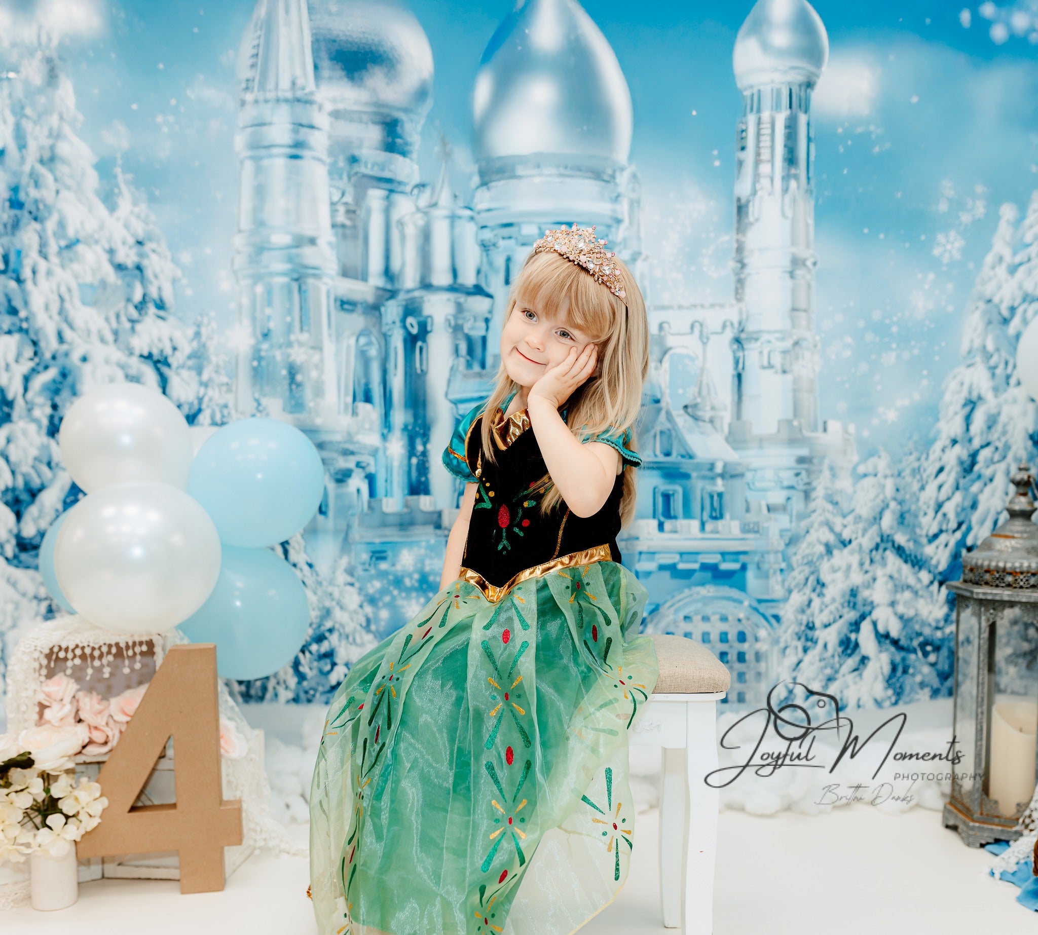 Frozen Castle Backdrop Winter Ice Castle Wonderland Kids Photo Backdrop MRR9-10