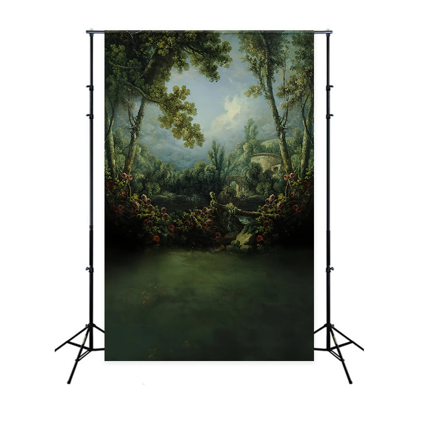 Forest Backdrop Romantic Garden Stone Bridge Magical Forest Backdrop MRR9-101