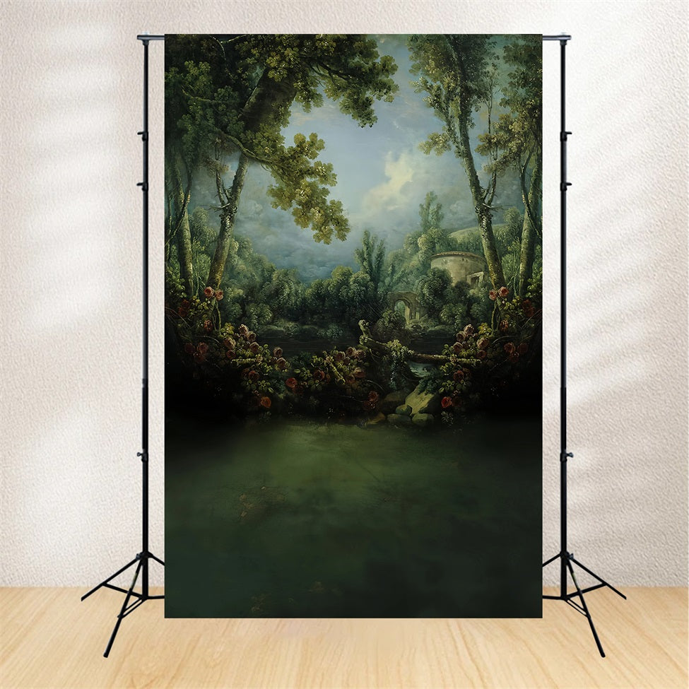 Forest Backdrop Romantic Garden Stone Bridge Magical Forest Backdrop MRR9-101