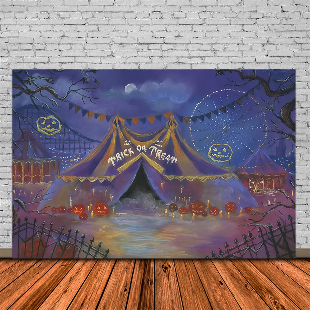 Halloween Backdrop Carnival Tent Pumpkins Moon Halloween Photo Backdrop MRR9-102