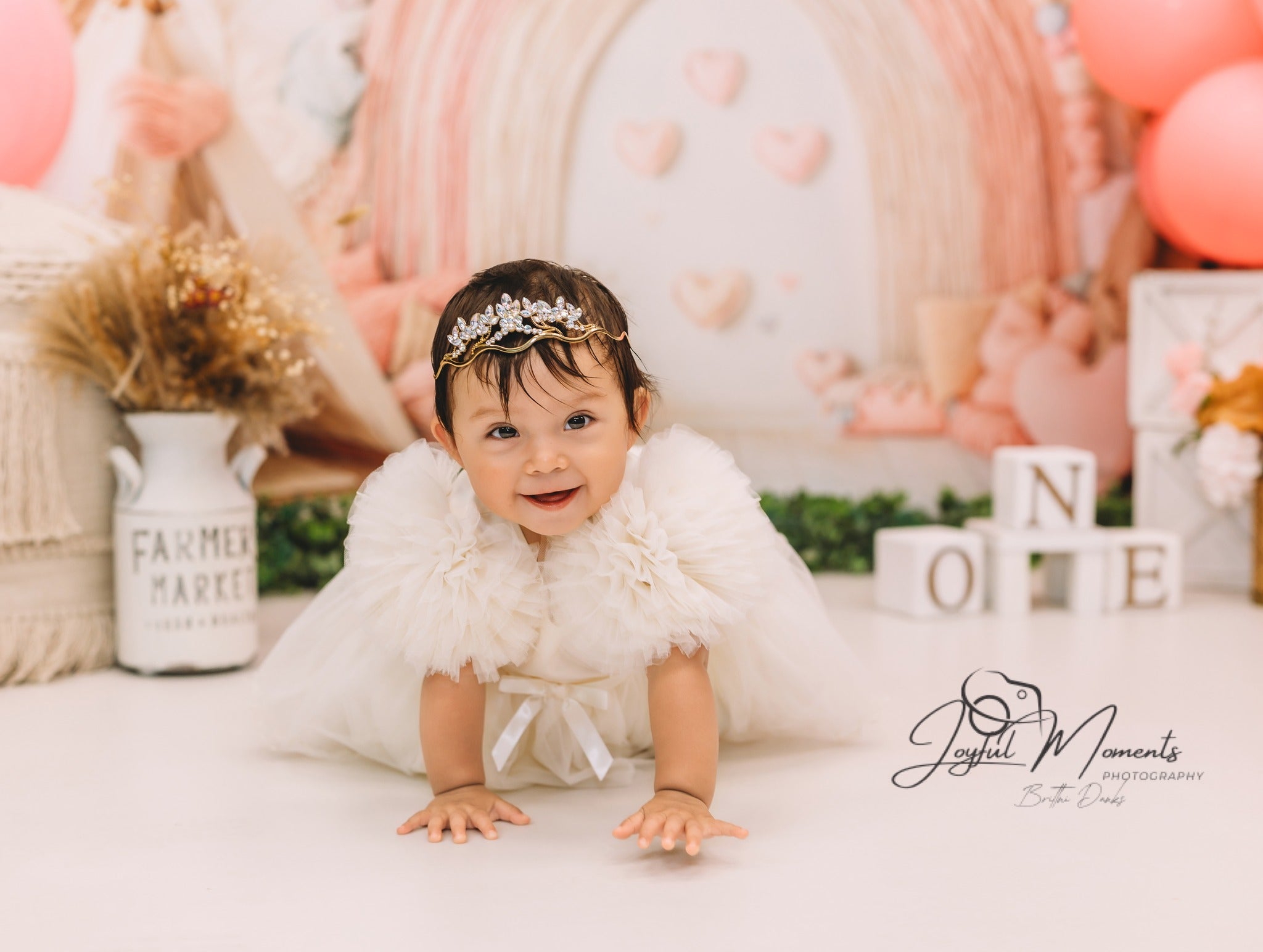 Boho Rainbow Backdrop Pink Rainbow Heart Decor Photography Backdrops for Kids MRR9-11