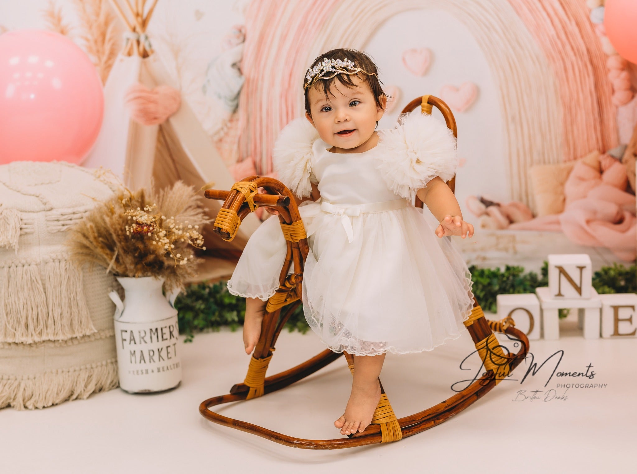 Boho Rainbow Backdrop Pink Rainbow Heart Decor Photography Backdrops for Kids MRR9-11