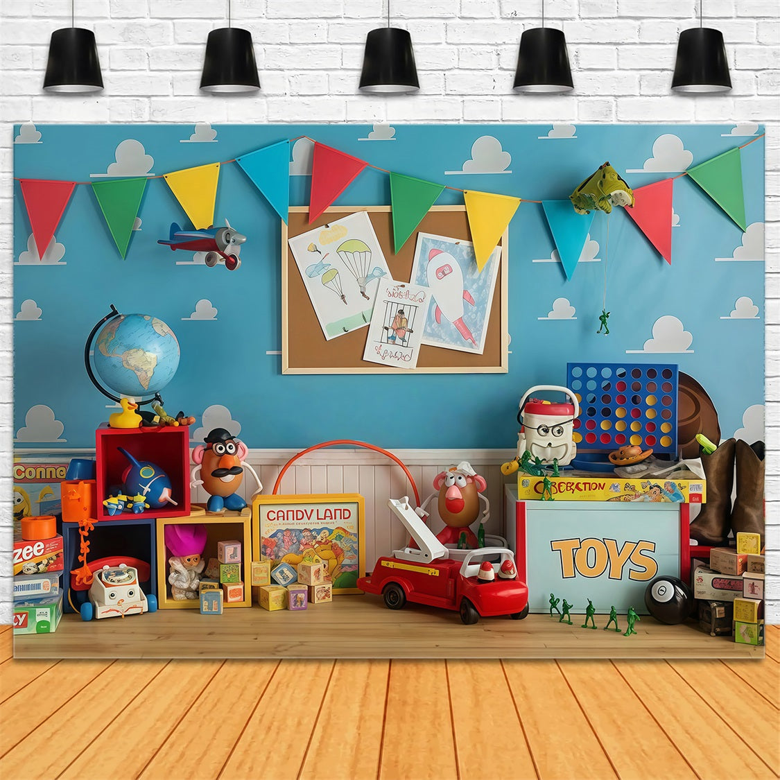 Back To School Backdrop Colorful Toy Story Playroom School Backdrop MRR9-114