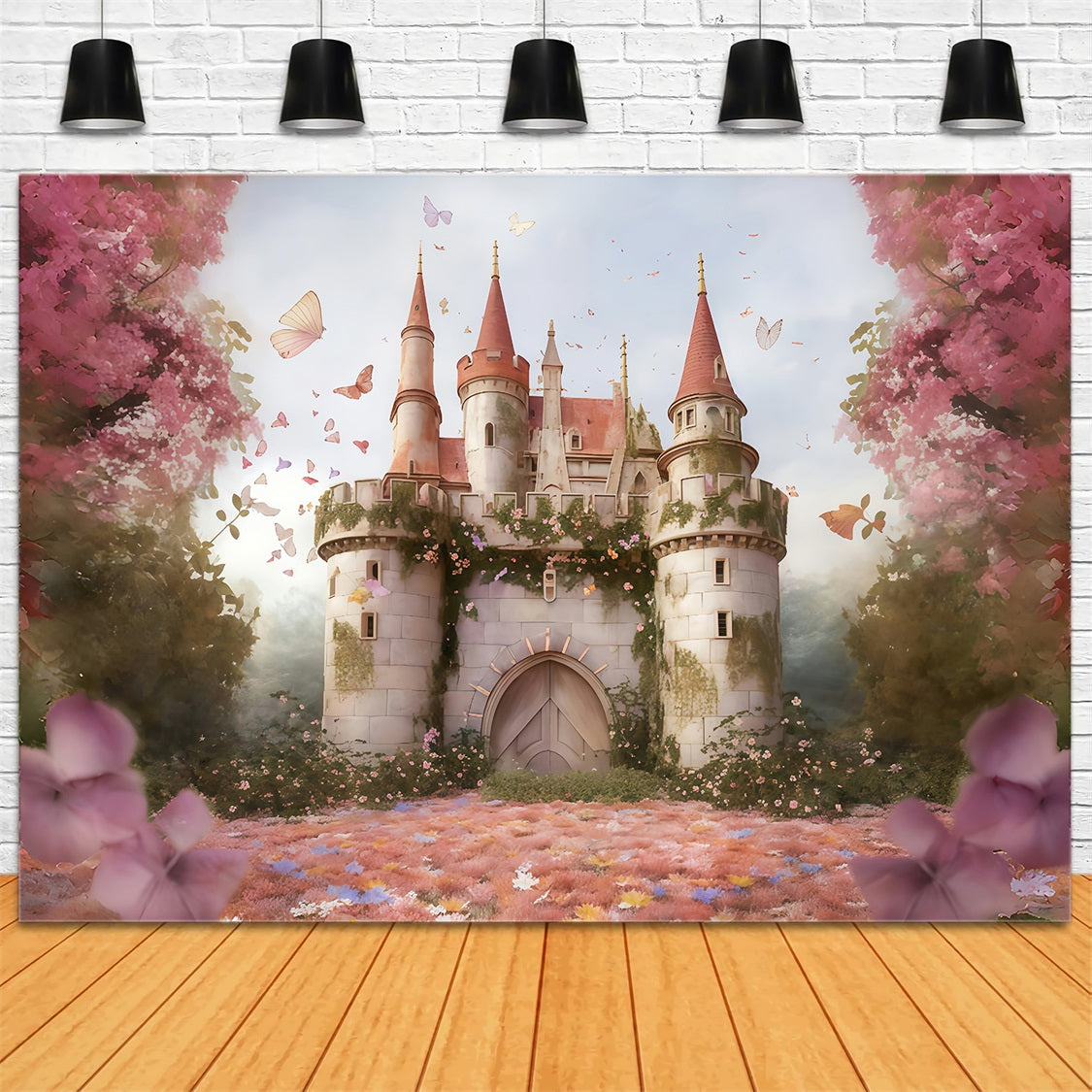 Castle Backdrop Fairy Tale Butterfly Castle Newborn Backdrop MRR9-118