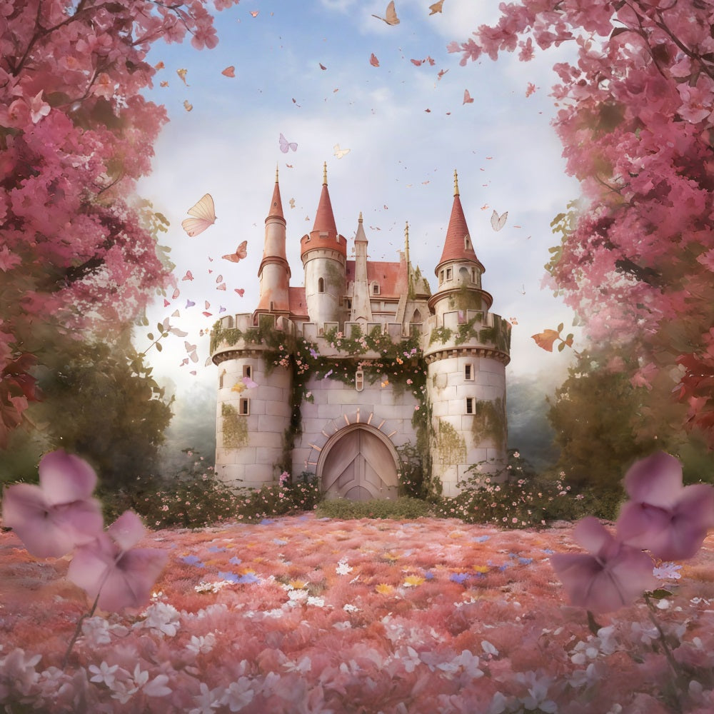 Castle Backdrop Fairy Tale Butterfly Castle Newborn Backdrop MRR9-118