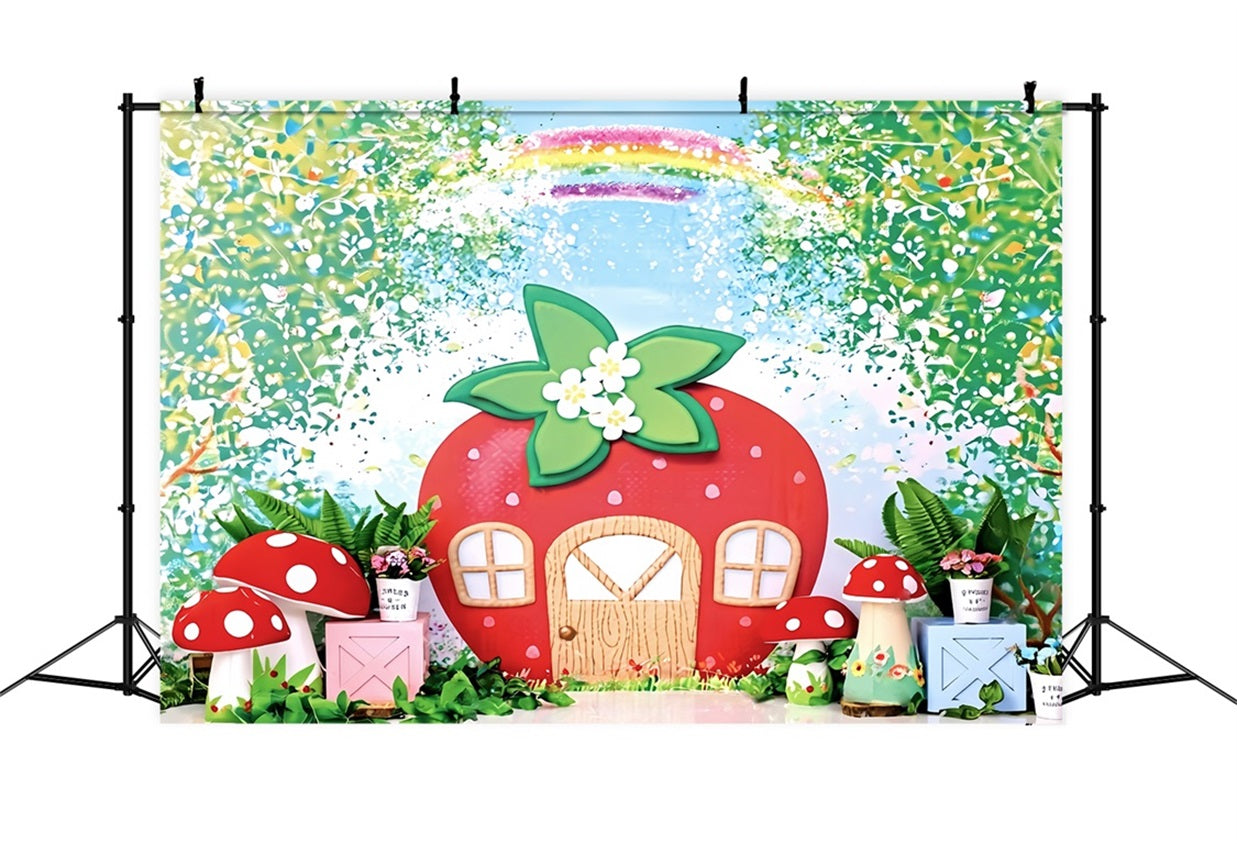Children Backdrops Strawberry House Fairy Garden newborn Photography Backdrop MRR9-12