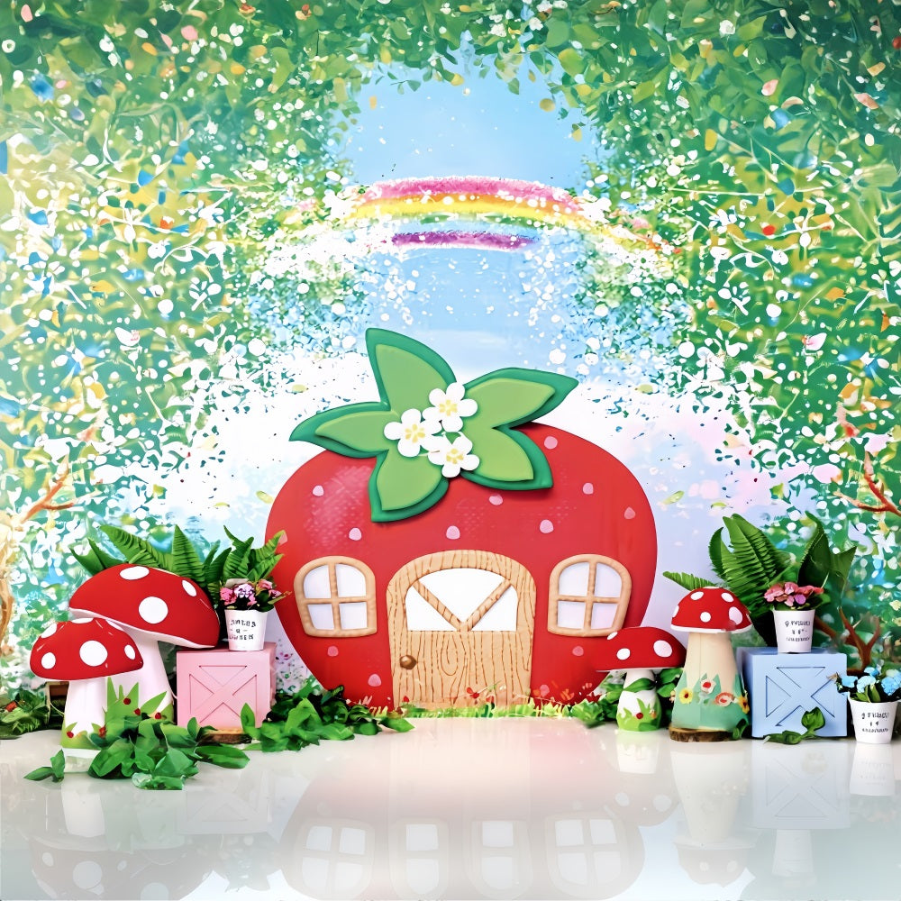Children Backdrops Strawberry House Fairy Garden newborn Photography Backdrop MRR9-12