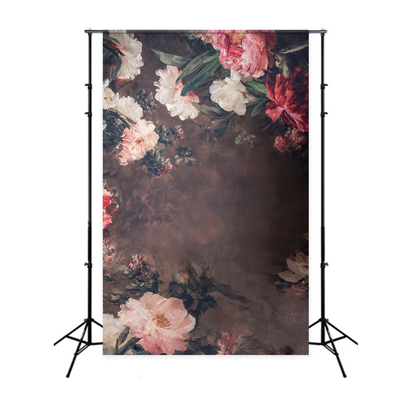 Flower Backdrop Vintage Painted Floral Elegance Floral Photo Backdrop MRR9-122