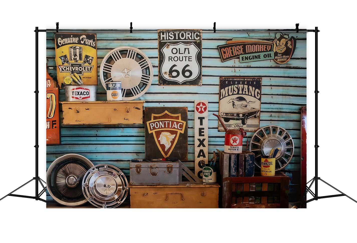 Newborn Photo Backdrop Vintage Garage Route Signs Kids Backdrop MRR9-127