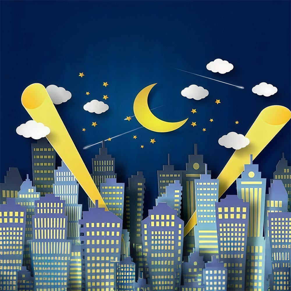 Newborn Photography Backdrops Night City Skyline Moonlight Children Backdrop MRR9-128