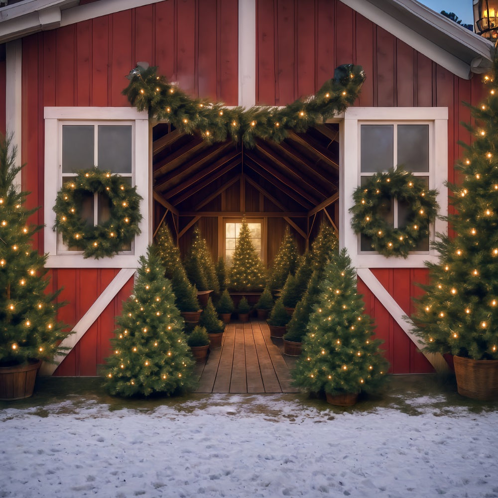 Tree Farm Backdrop Christmas Tree Barn Lights Christmas Backdrop MRR9-13