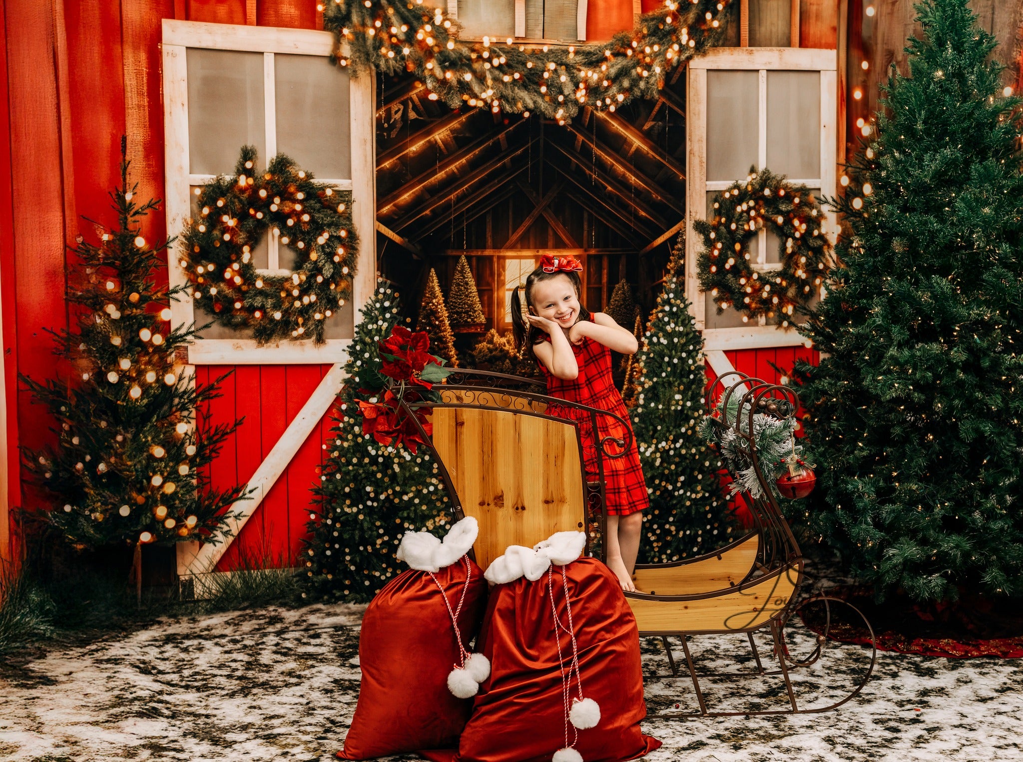 Tree Farm Backdrop Christmas Tree Barn Lights Christmas Backdrop MRR9-13