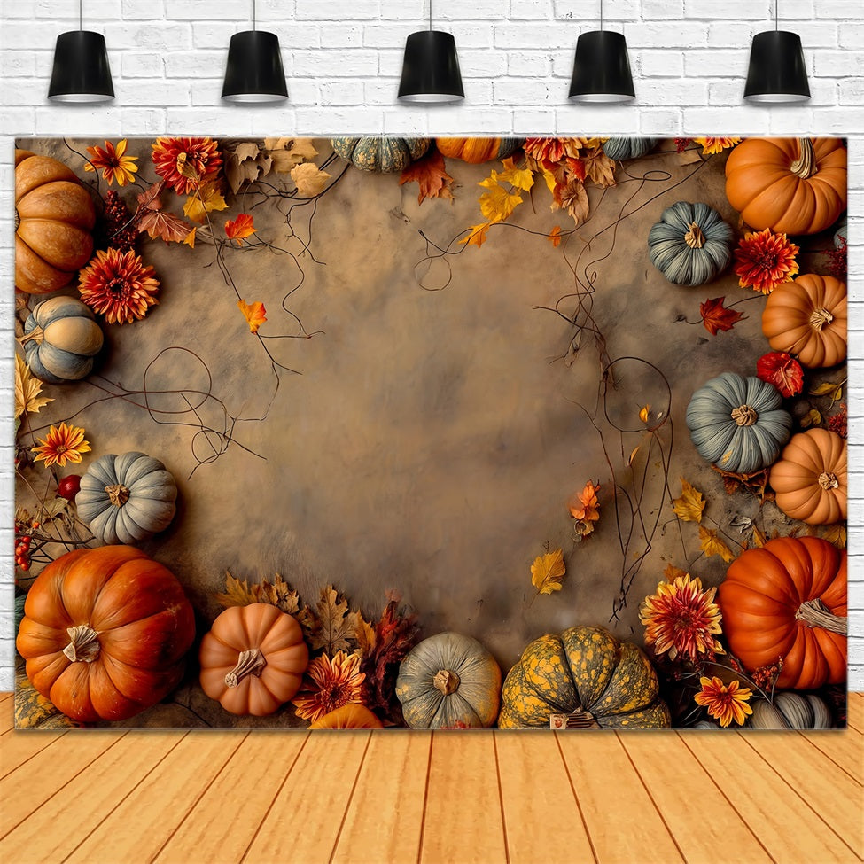 Autumn Photo Backdrop Pumpkin Harvest Autumn Arrangement Fall Backdrop MRR9-132