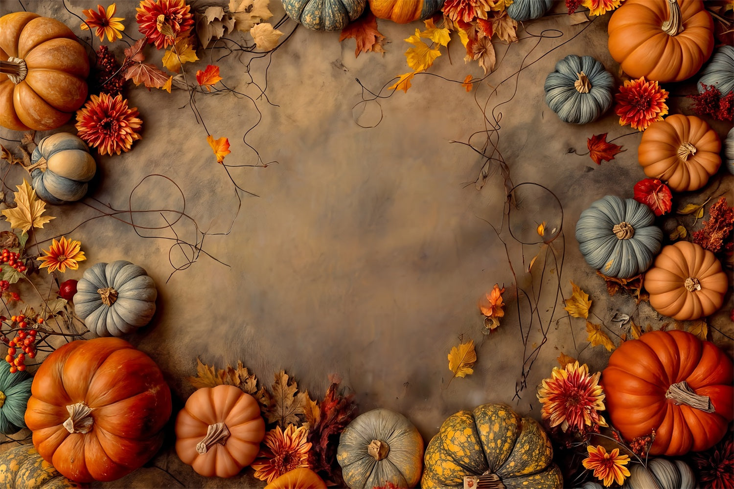 Autumn Photo Backdrop Pumpkin Harvest Autumn Arrangement Fall Backdrop MRR9-132