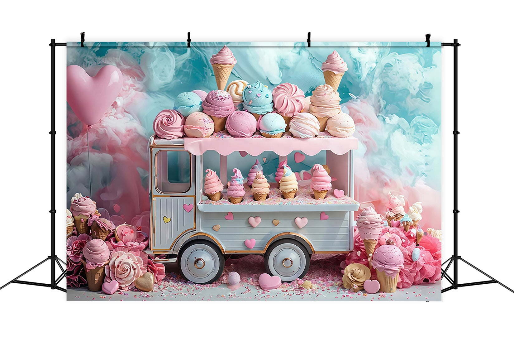 Newborn Backdrop Pastel Ice Cream Truck Sweets Kids Photo Backdrop MRR9-14