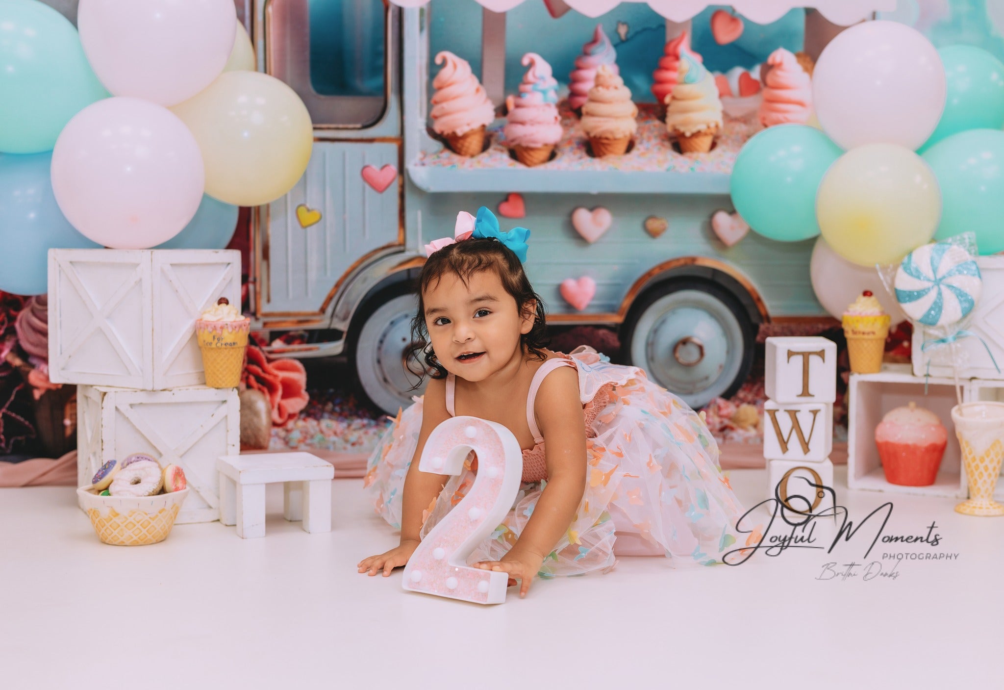 Newborn Backdrop Pastel Ice Cream Truck Sweets Kids Photo Backdrop MRR9-14