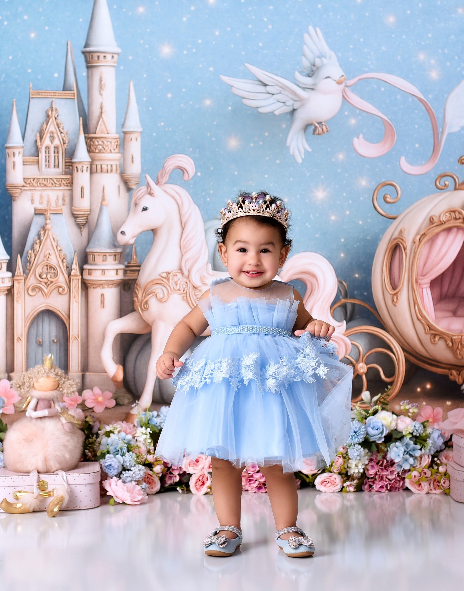 Castle Backdrop Fairy Tale Castle Carriage Newborn Photo Backdrop MRR9-16