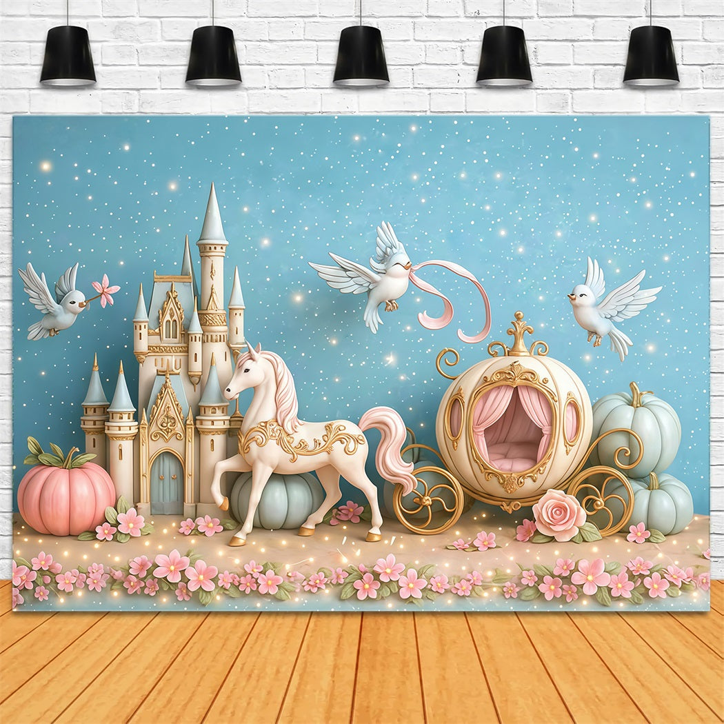 Castle Backdrop Fairy Tale Castle Carriage Newborn Photo Backdrop MRR9-16