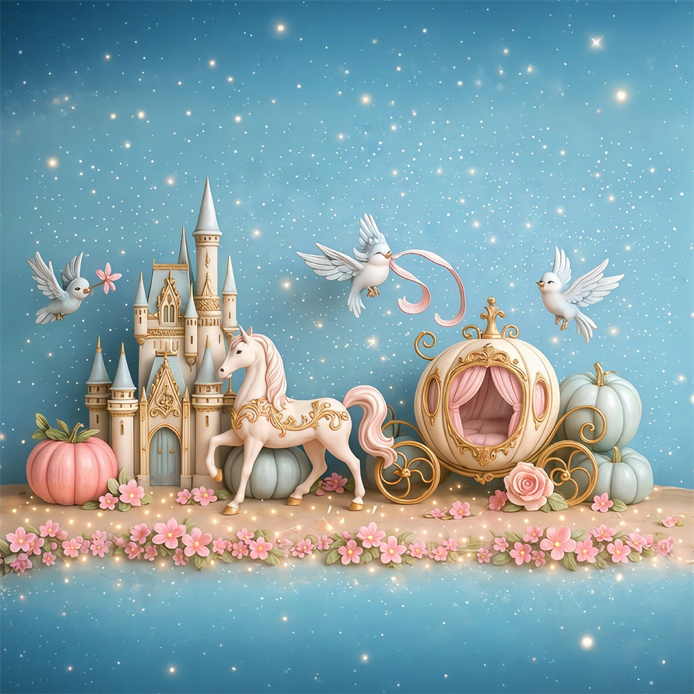 Castle Backdrop Fairy Tale Castle Carriage Newborn Photo Backdrop MRR9-16