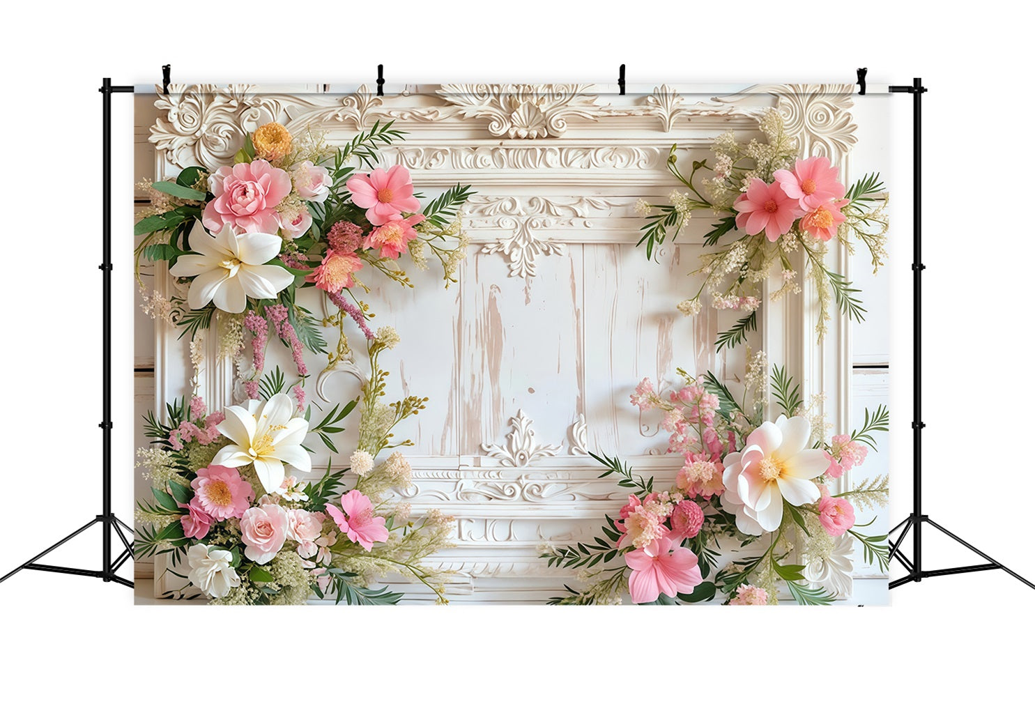 Vintage Backdrop Classic Frame Flower Garland Vintage Wall Backdrop MRR9-19