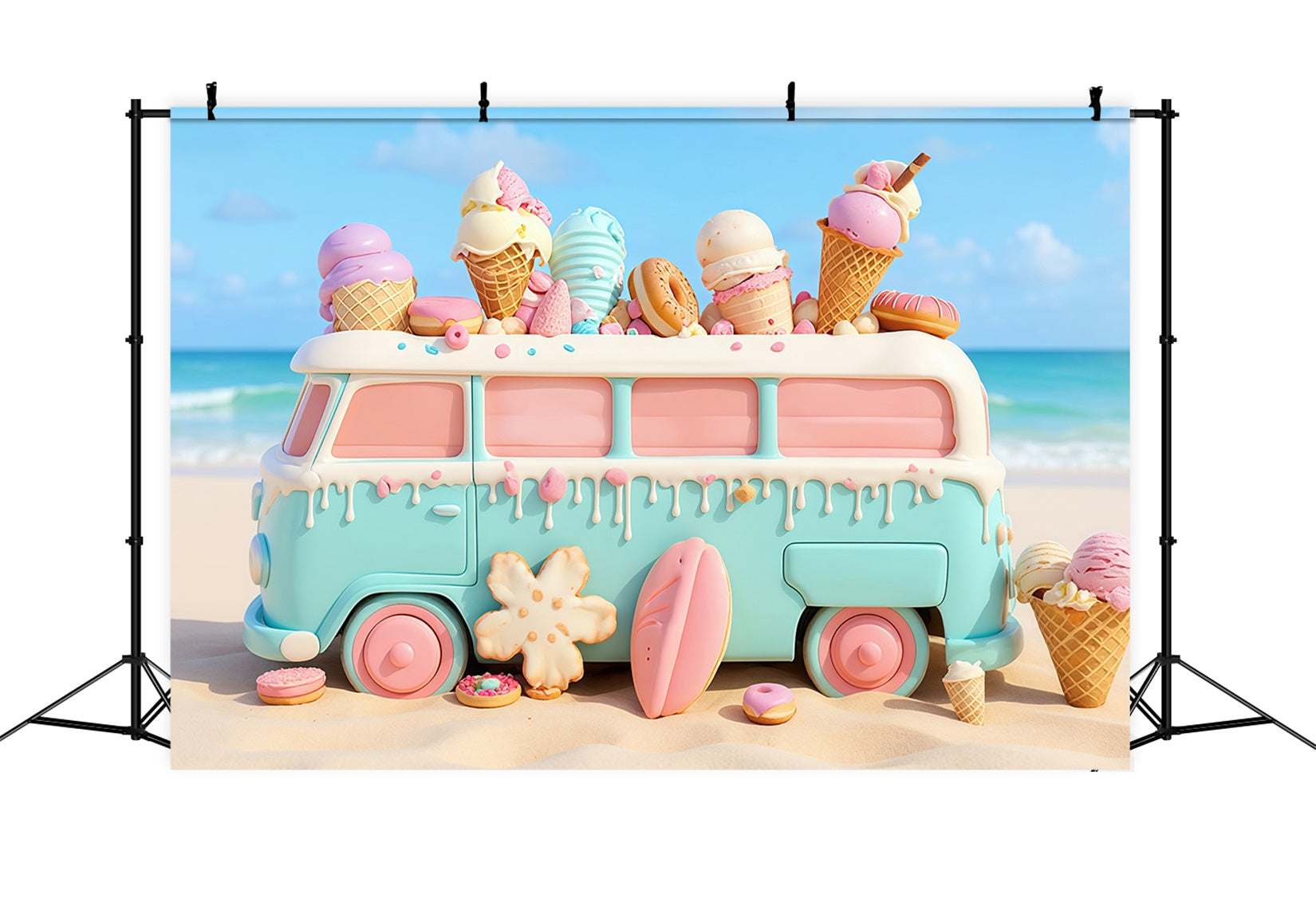 Newborn Photo Backdrop Candy Pastel Ice Cream Van Children Backdrops MRR9-20