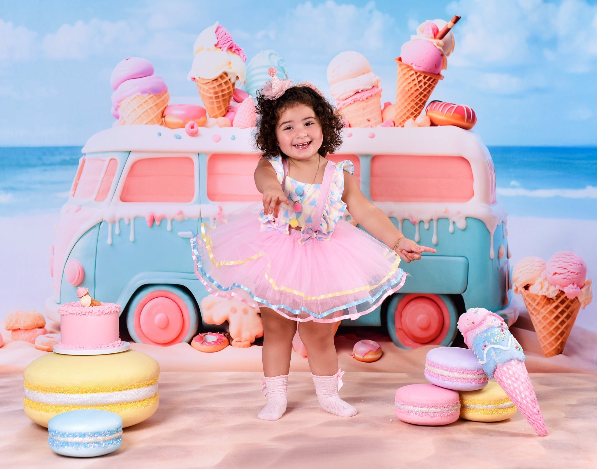 Newborn Photo Backdrop Candy Pastel Ice Cream Van Children Backdrops MRR9-20