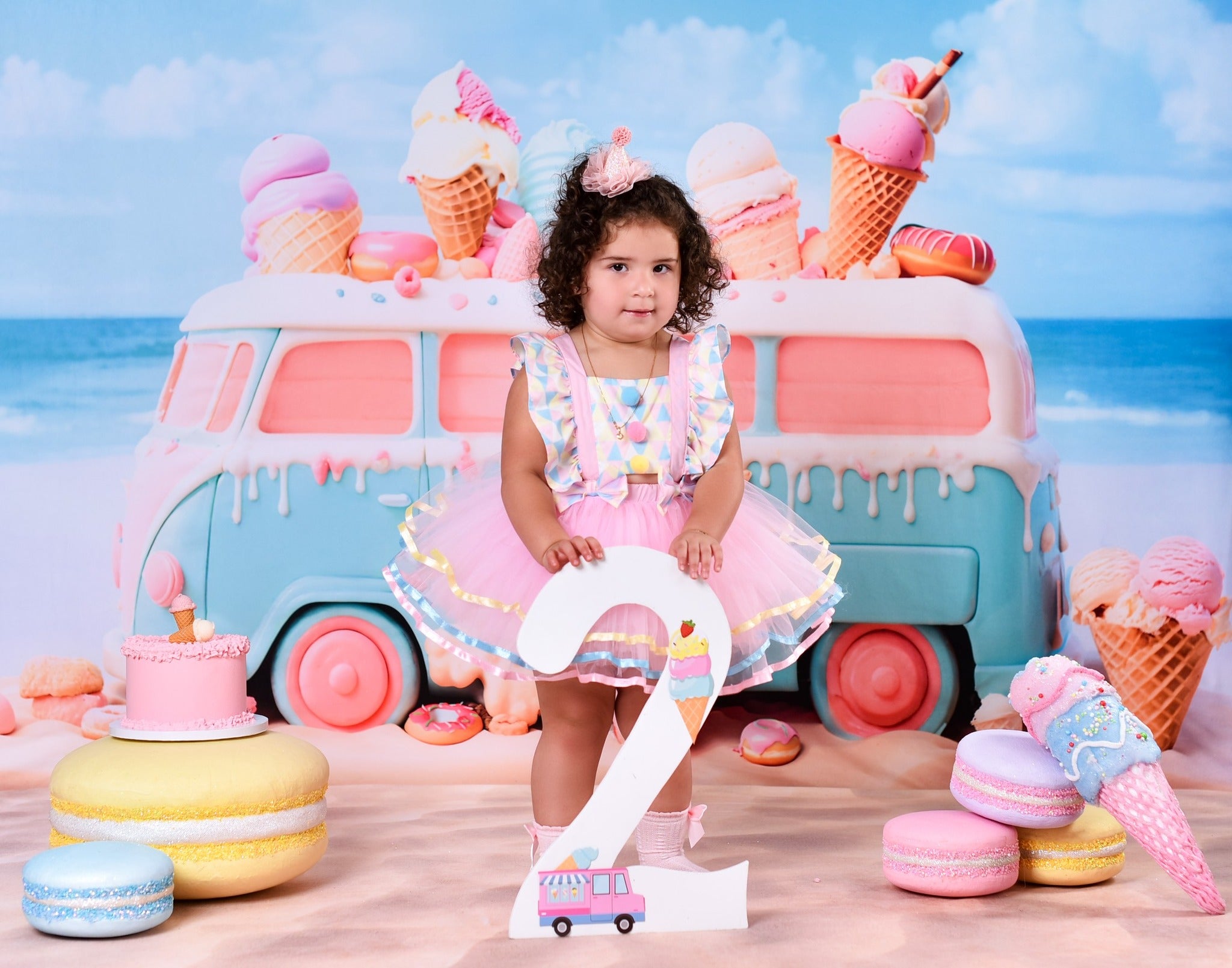 Newborn Photo Backdrop Candy Pastel Ice Cream Van Children Backdrops MRR9-20