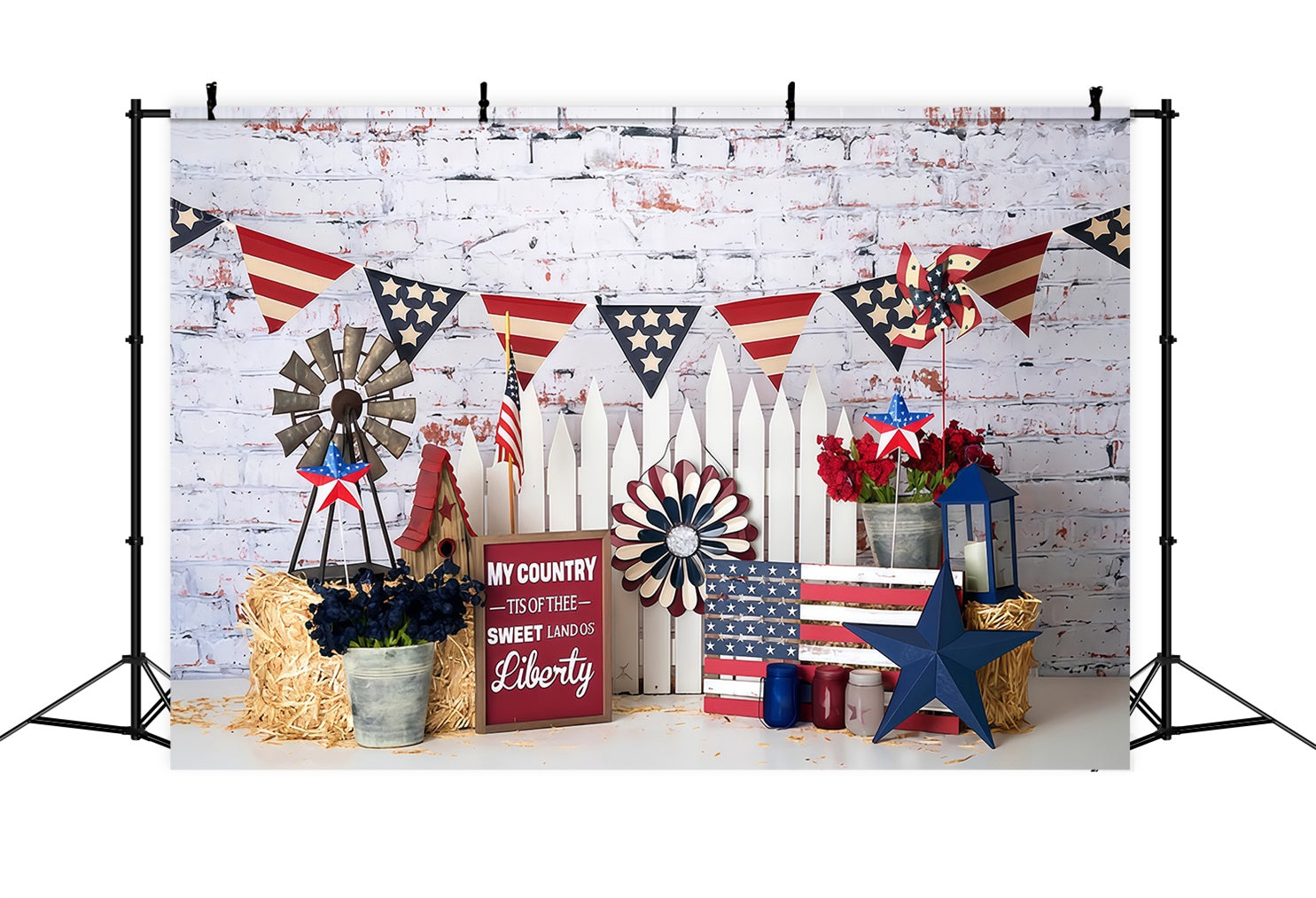 Independence Day Backdrop Patriotic Stars Stripes Display 4th of July Backdrop MRR9-26