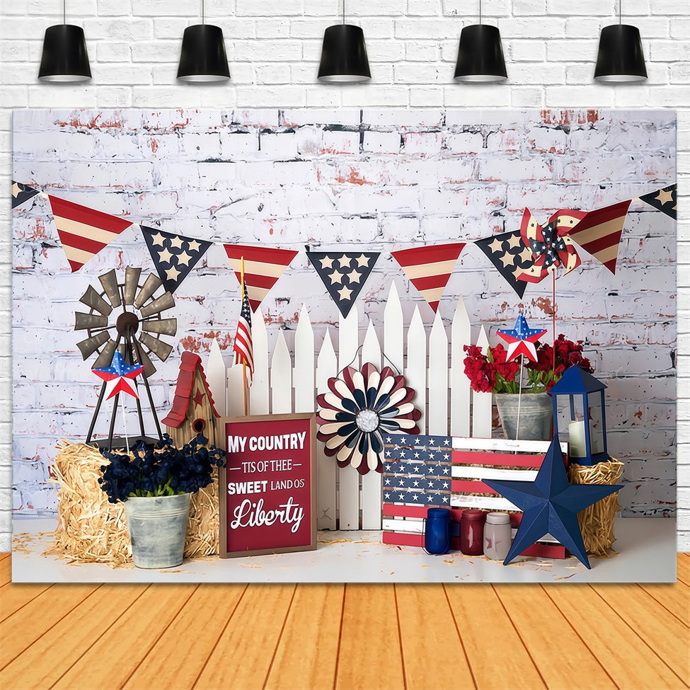 Independence Day Backdrop Patriotic Stars Stripes Display 4th of July Backdrop MRR9-26