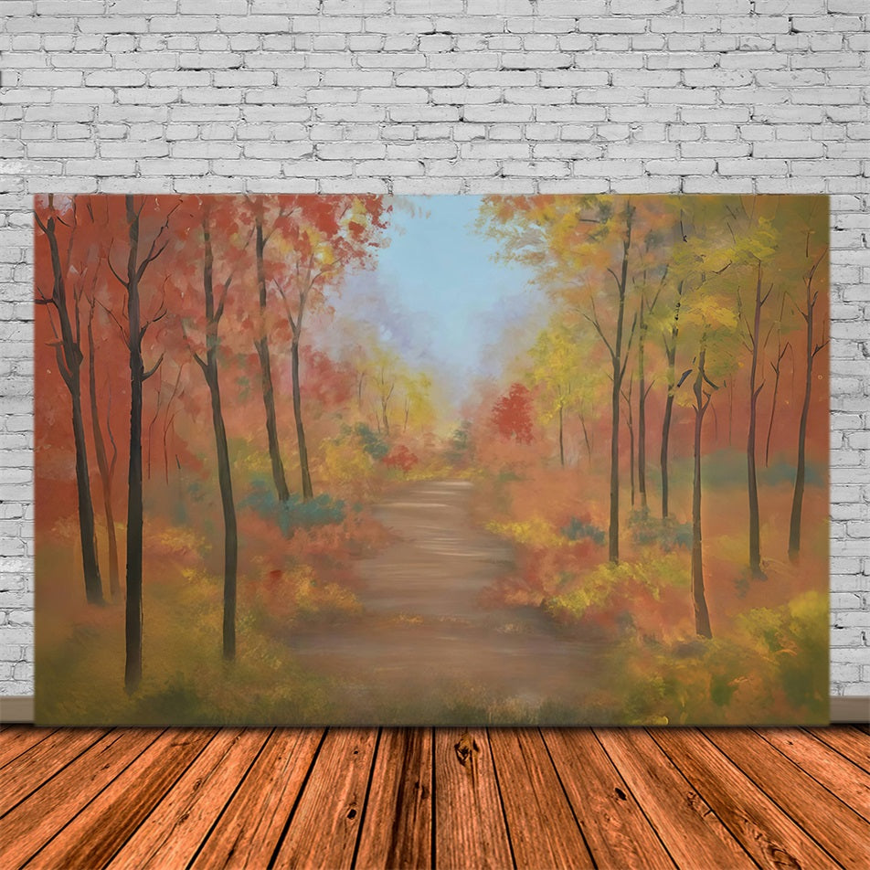 Fall Forest Backdrop Colorful Autumn Forest Path Autumn Backdrop MRR9-30