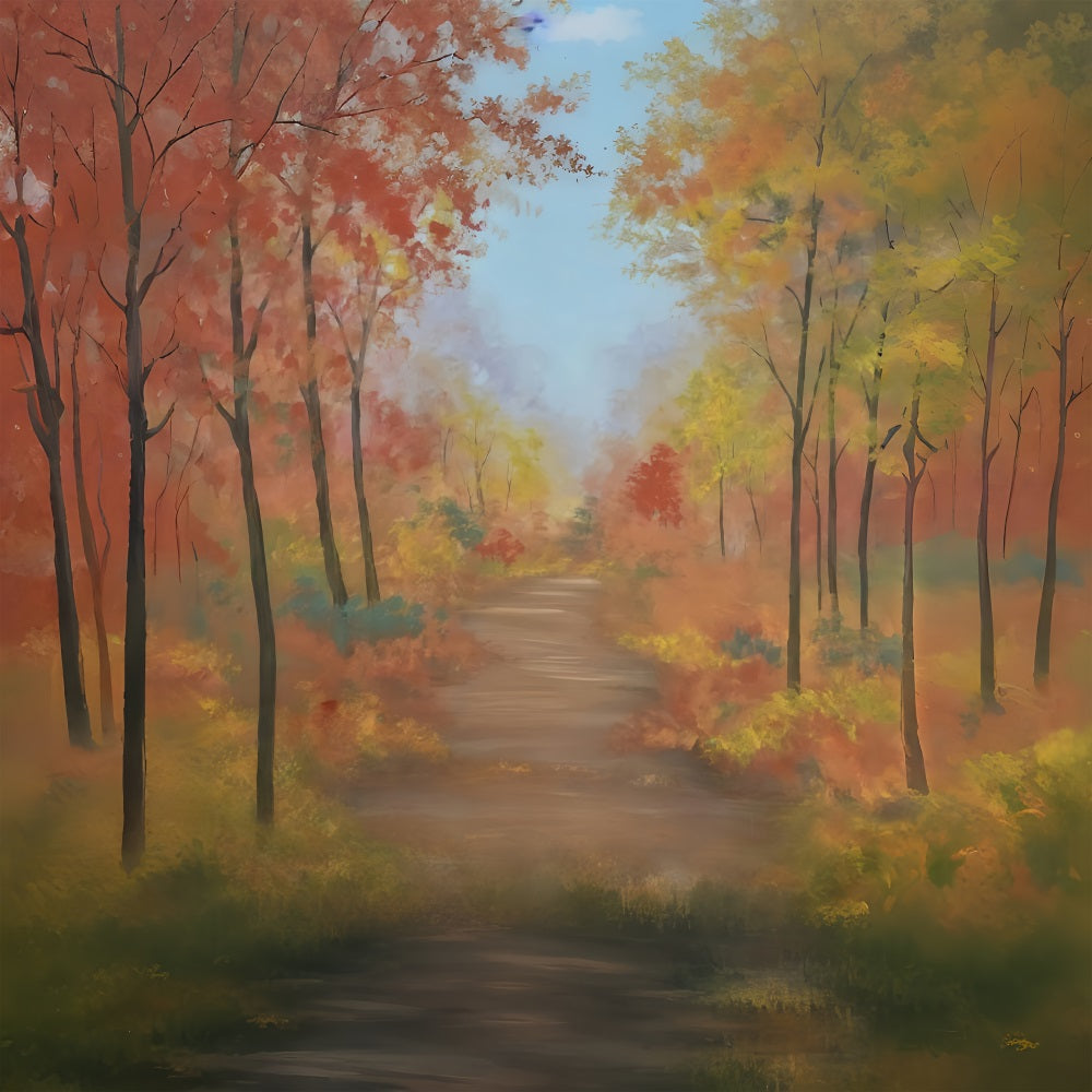 Fall Forest Backdrop Colorful Autumn Forest Path Autumn Backdrop MRR9-30