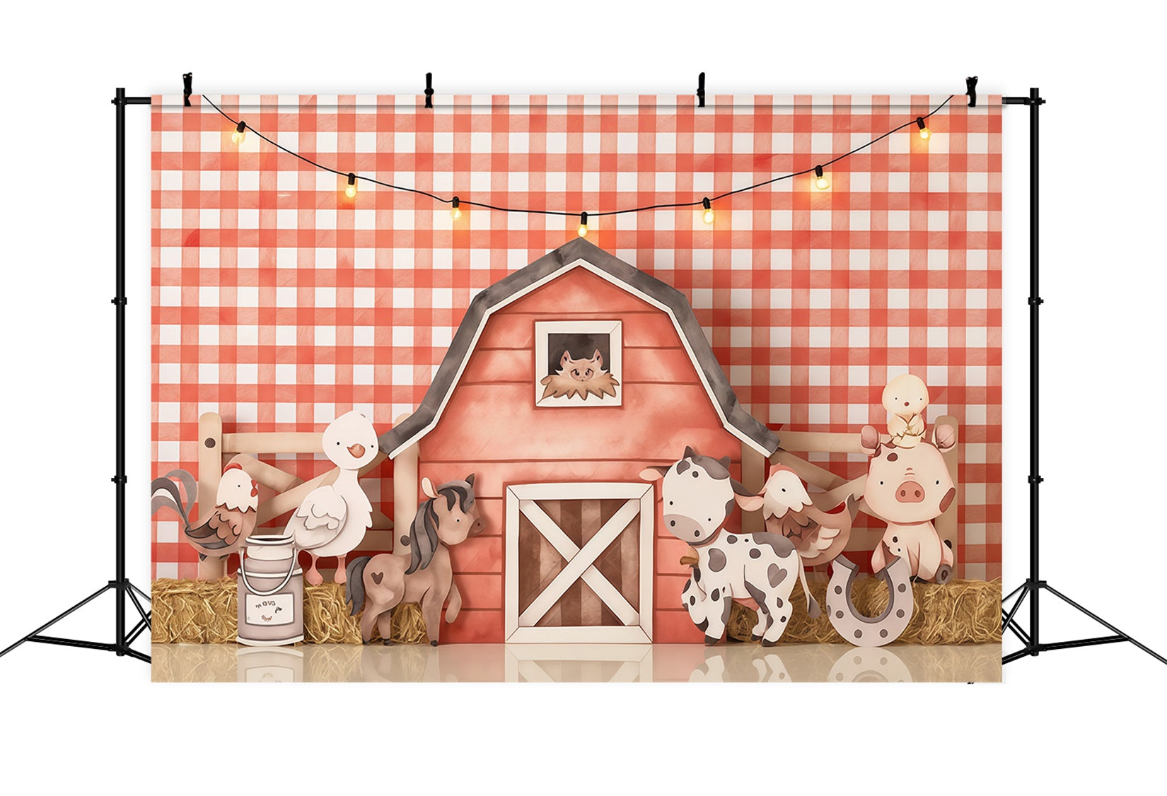 Kids Photo Backdrop Cartoon Farm Animals Barn Newborn Backdrop MRR9-31
