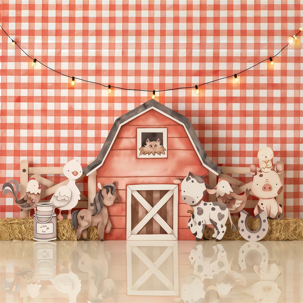 Kids Photo Backdrop Cartoon Farm Animals Barn Newborn Backdrop MRR9-31